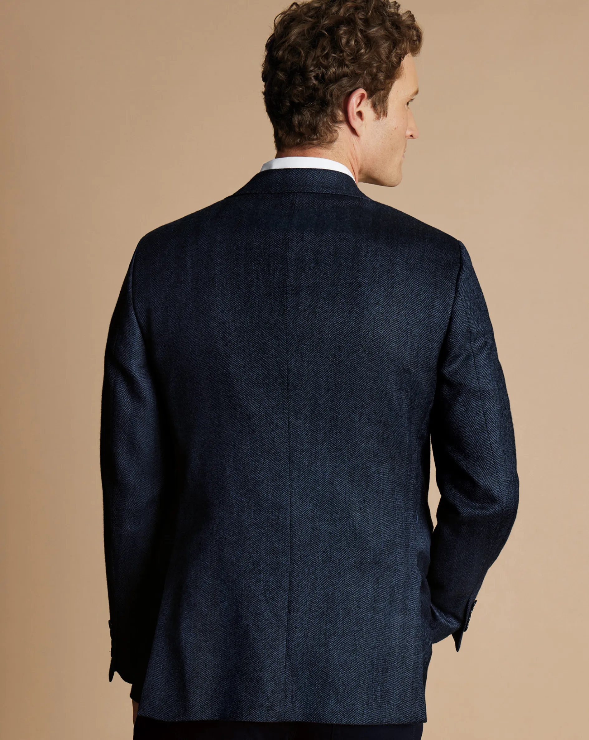 Sale Charles Tyrwhitt Herringbone Wool Texture Jacket - Denim Blue