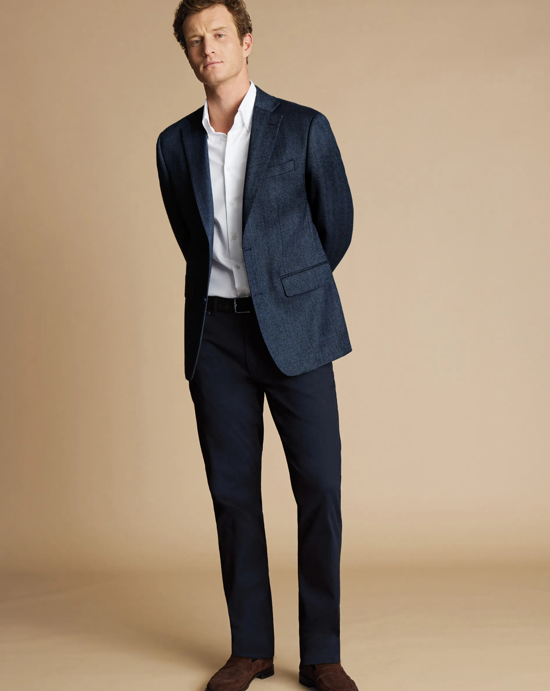 Sale Charles Tyrwhitt Herringbone Wool Texture Jacket - Denim Blue