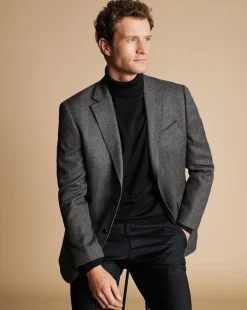 Best Sale Charles Tyrwhitt Herringbone Wool Texture Jacket - Dark Grey