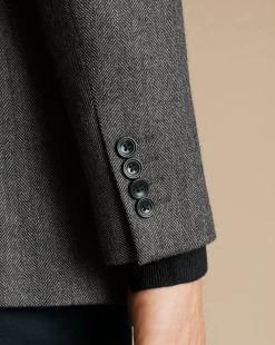 Best Sale Charles Tyrwhitt Herringbone Wool Texture Jacket - Dark Grey
