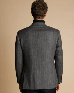 Best Sale Charles Tyrwhitt Herringbone Wool Texture Jacket - Dark Grey