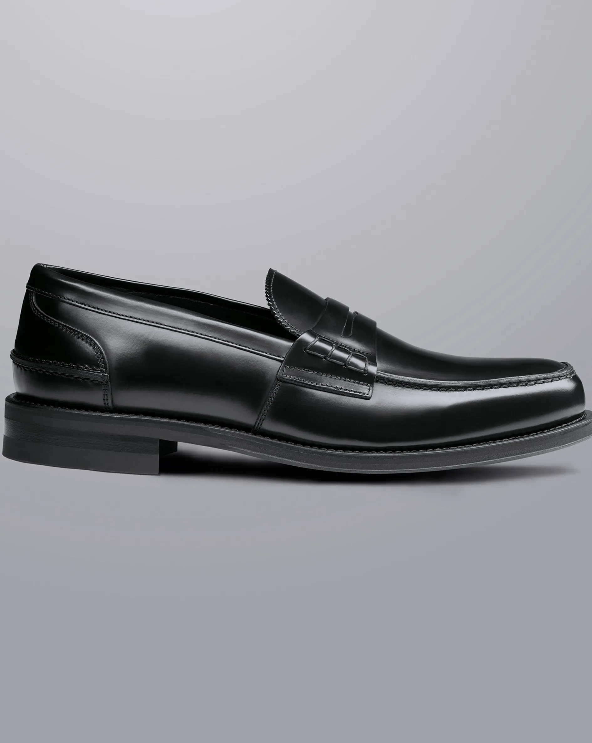 Shop Charles Tyrwhitt High Shine Leather Penny Loafers - Black