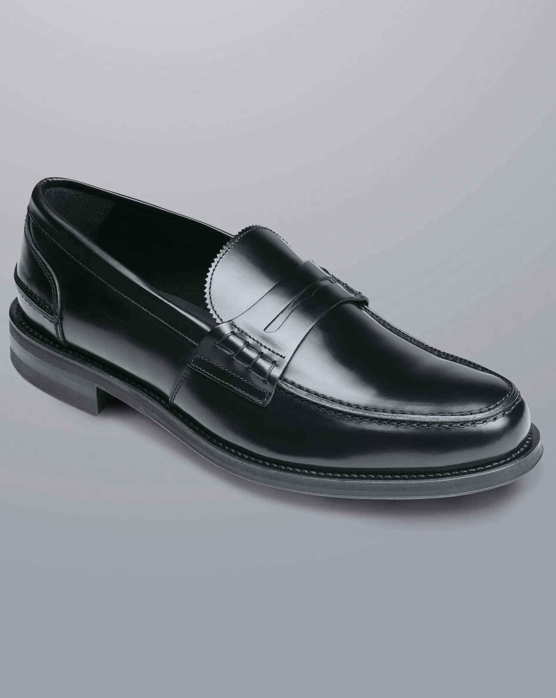 Shop Charles Tyrwhitt High Shine Leather Penny Loafers - Black