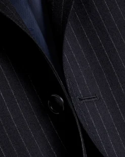 Store Charles Tyrwhitt Italian Flannel Stripe Suit Jacket - Dark Navy