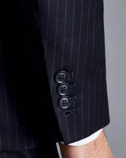Store Charles Tyrwhitt Italian Flannel Stripe Suit Jacket - Dark Navy
