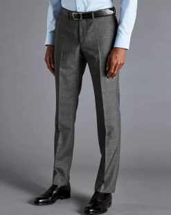 Cheap Charles Tyrwhitt Italian Luxury Prince of Wales Check Suit Pants - Grey