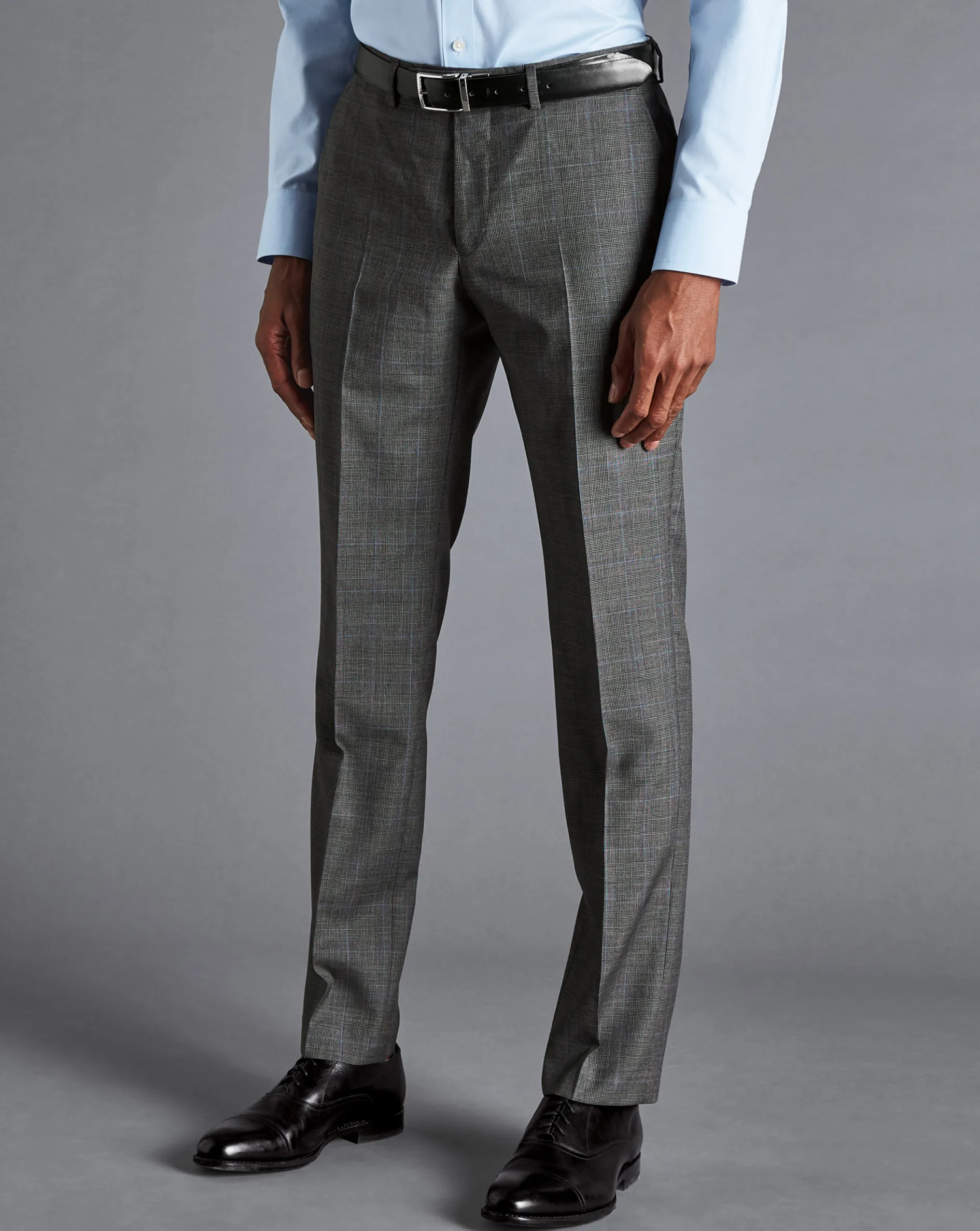 Cheap Charles Tyrwhitt Italian Luxury Prince of Wales Check Suit Pants - Grey