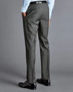 Cheap Charles Tyrwhitt Italian Luxury Prince of Wales Check Suit Pants - Grey