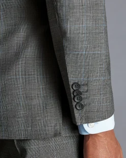 Best Charles Tyrwhitt Italian Luxury Prince of Wales Check Suit Jacket - Grey