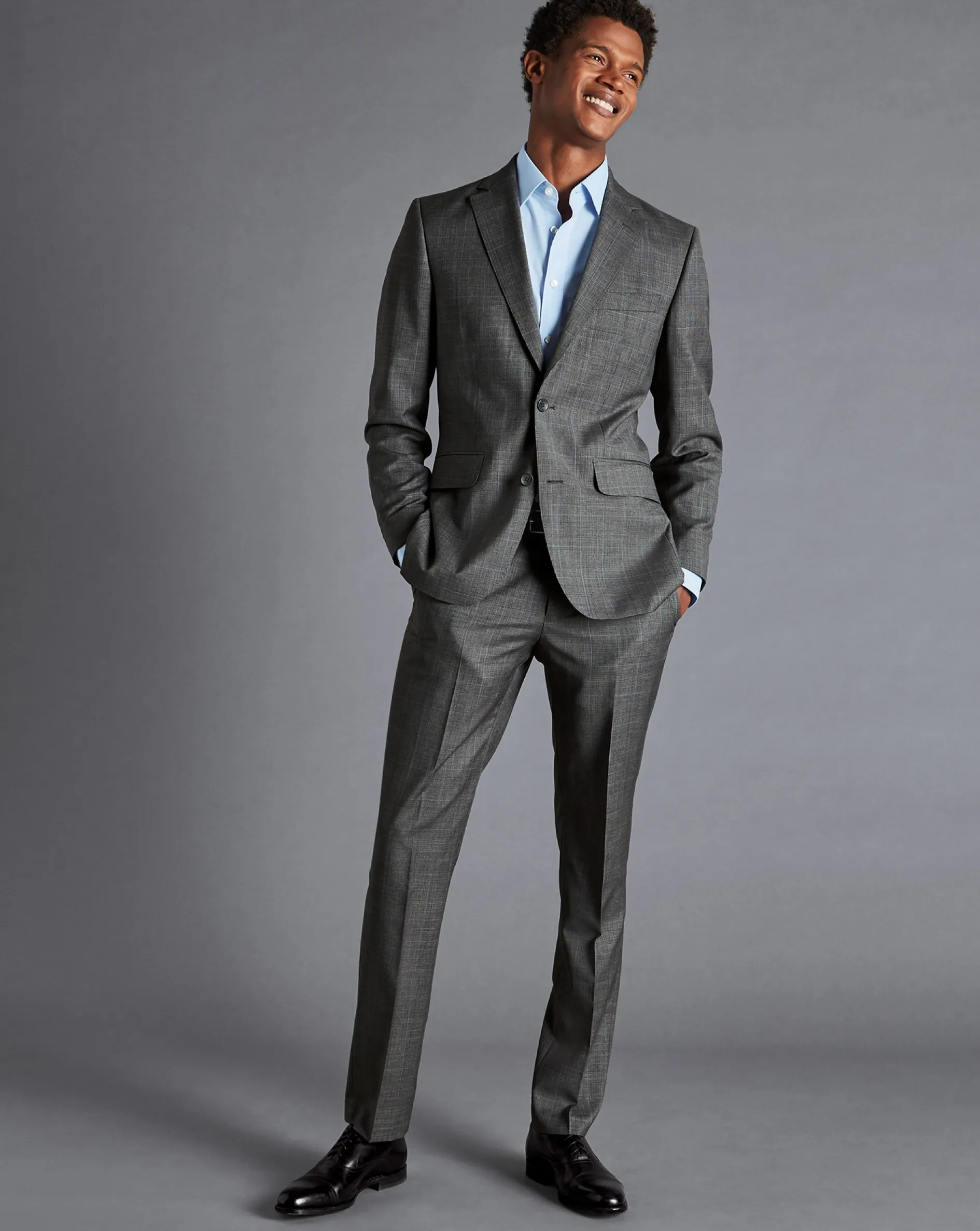 Best Charles Tyrwhitt Italian Luxury Prince of Wales Check Suit Jacket - Grey