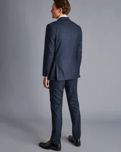 Sale Charles Tyrwhitt Italian Luxury Stretch Flannel Suit Jacket - Dark Blue