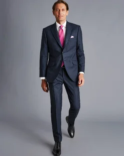 Sale Charles Tyrwhitt Italian Luxury Stretch Flannel Suit Jacket - Dark Blue