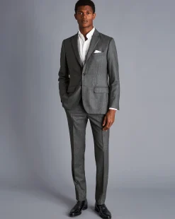 Discount Charles Tyrwhitt Italian Luxury Stretch Flannel Suit Jacket - Grey