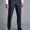 Sale Charles Tyrwhitt Italian Luxury Stretch Flannel Suit Pants - Dark Blue