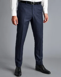 Sale Charles Tyrwhitt Italian Luxury Stretch Flannel Suit Pants - Dark Blue