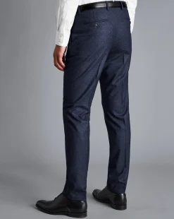 Sale Charles Tyrwhitt Italian Luxury Stretch Flannel Suit Pants - Dark Blue