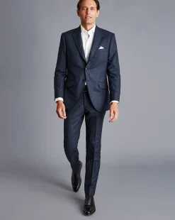 Sale Charles Tyrwhitt Italian Luxury Stretch Flannel Suit Pants - Dark Blue