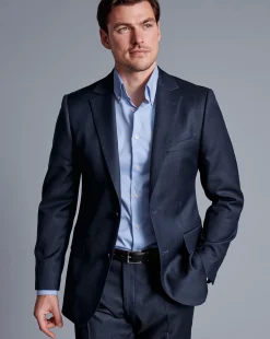 Flash Sale Charles Tyrwhitt Italian Luxury Textured Suit Jacket - Ink Blue
