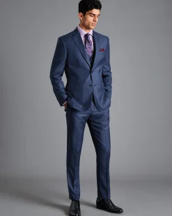 Online Charles Tyrwhitt Italian Luxury Textured Suit Jacket - Indigo Blue