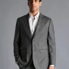 New Charles Tyrwhitt Italian Luxury Textured Suit Jacket - Light Grey
