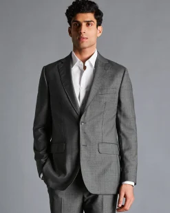 New Charles Tyrwhitt Italian Luxury Textured Suit Jacket - Light Grey