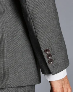 New Charles Tyrwhitt Italian Luxury Textured Suit Jacket - Light Grey