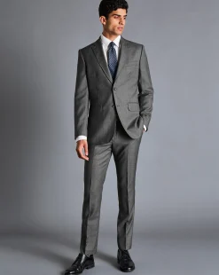 New Charles Tyrwhitt Italian Luxury Textured Suit Jacket - Light Grey