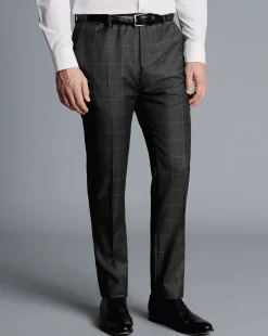 Online Charles Tyrwhitt Italian Luxury Windowpane Suit Pants - Grey