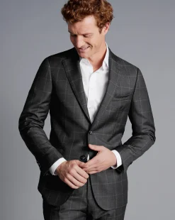 Online Charles Tyrwhitt Italian Luxury Windowpane Suit Jacket - Grey