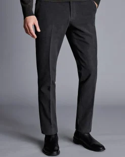 Shop Charles Tyrwhitt Italian Moleskin Pants - Dark Grey