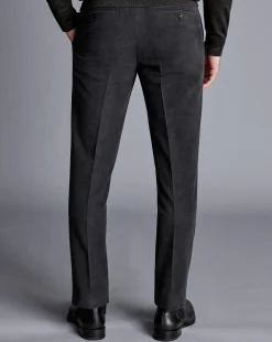 Shop Charles Tyrwhitt Italian Moleskin Pants - Dark Grey