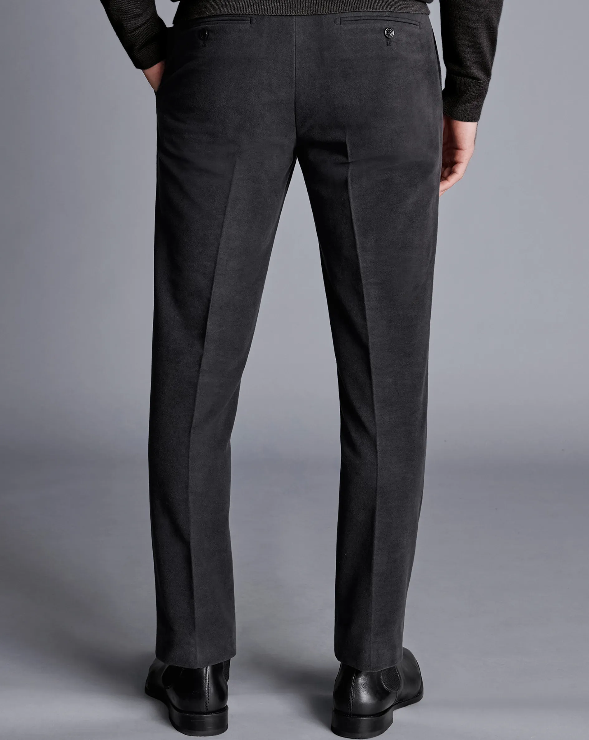 Shop Charles Tyrwhitt Italian Moleskin Pants - Dark Grey