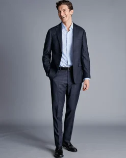 Cheap Charles Tyrwhitt Italian Pindot Suit Pants - Denim Blue