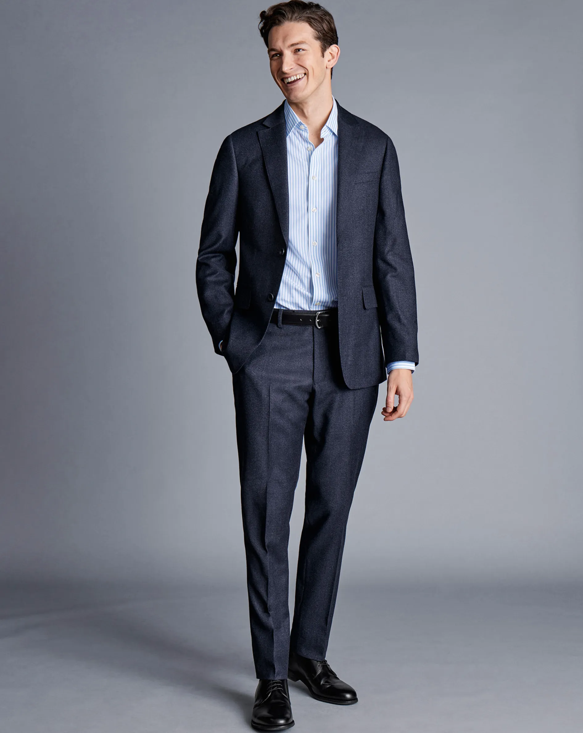 Cheap Charles Tyrwhitt Italian Pindot Suit Pants - Denim Blue