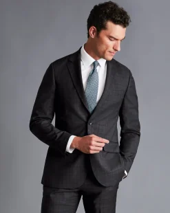 Best Charles Tyrwhitt Italian Prince of Wales Check Suit Jacket - Charcoal Grey