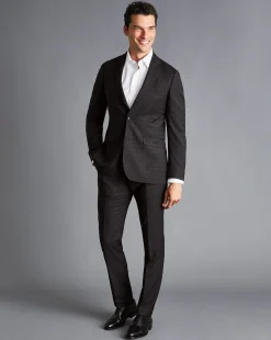 Best Charles Tyrwhitt Italian Prince of Wales Check Suit Jacket - Charcoal Grey