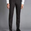 Clearance Charles Tyrwhitt Italian Prince of Wales Check Suit Pants - Charcoal Grey