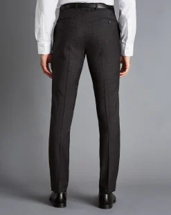 Clearance Charles Tyrwhitt Italian Prince of Wales Check Suit Pants - Charcoal Grey