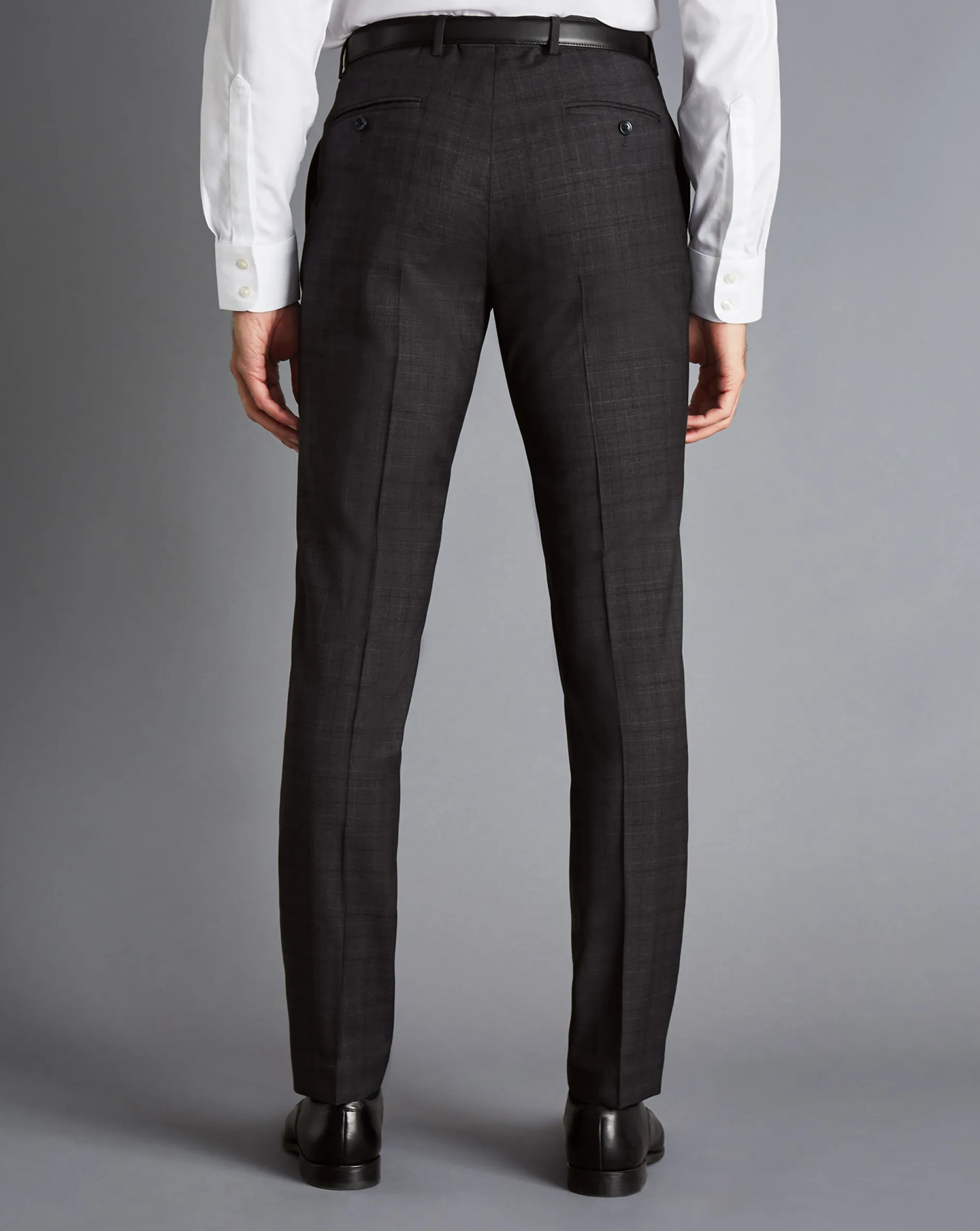 Clearance Charles Tyrwhitt Italian Prince of Wales Check Suit Pants - Charcoal Grey
