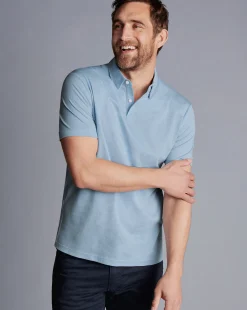 Online Charles Tyrwhitt Jacquard Polo - Cornflower Blue