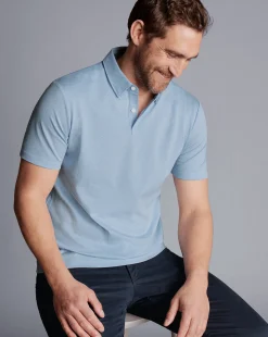 Online Charles Tyrwhitt Jacquard Polo - Cornflower Blue