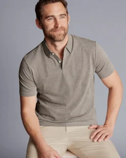 Cheap Charles Tyrwhitt Jacquard Polo - Mocha