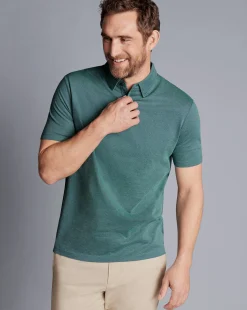 New Charles Tyrwhitt Jacquard Polo - Petrol Blue