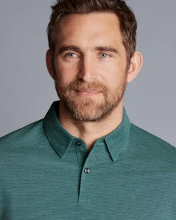 New Charles Tyrwhitt Jacquard Polo - Petrol Blue