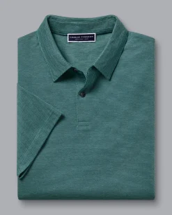 New Charles Tyrwhitt Jacquard Polo - Petrol Blue