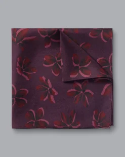Cheap Charles Tyrwhitt Large Floral Print Silk Pocket Square - Blackberry Purple