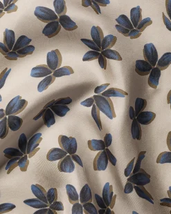 Discount Charles Tyrwhitt Large Floral Print Silk Pocket Square - Oatmeal & Royal Blue Oatmeal & Royal Blue