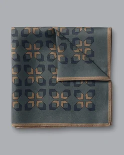 Sale Charles Tyrwhitt Large Geo Print Silk Pocket Square - Green