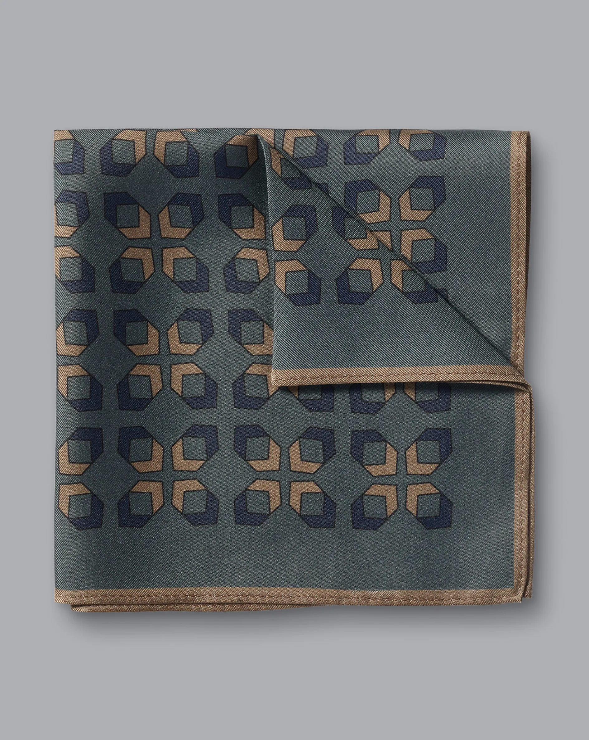 Sale Charles Tyrwhitt Large Geo Print Silk Pocket Square - Green