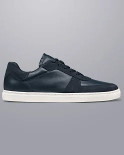 Online Charles Tyrwhitt Leather and Suede Cupsole Sneakers - Navy